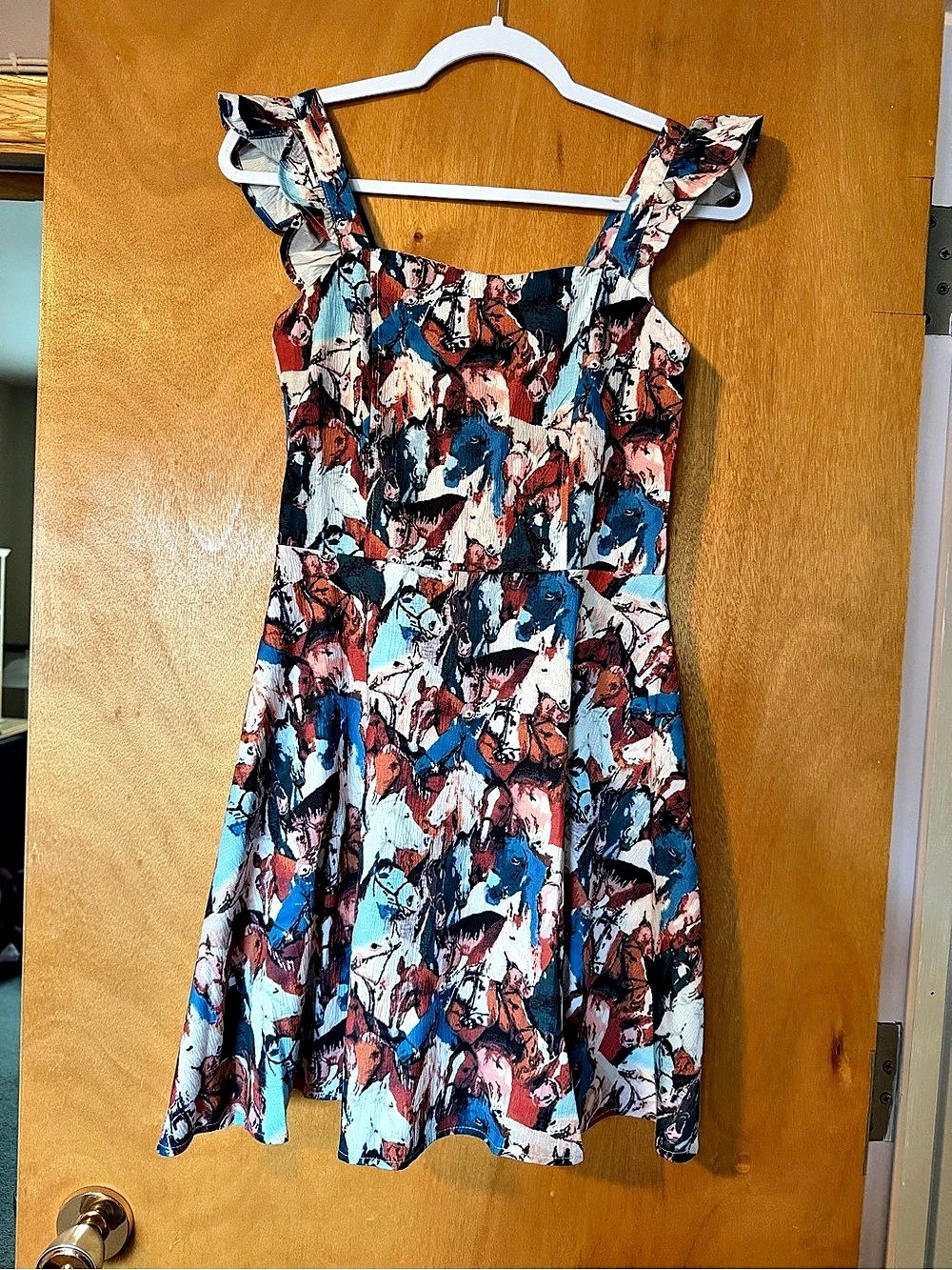 Abstract Horses Print Mini Dress